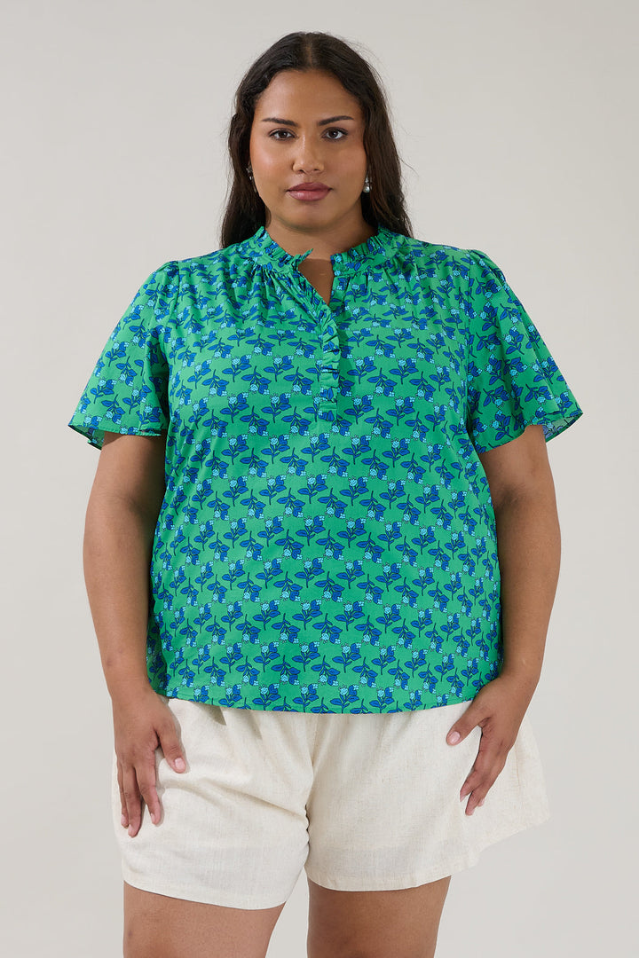 Lily Ruffle Blouse Floral Curve