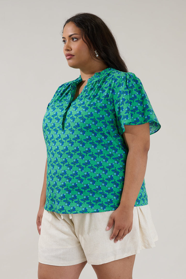 Lily Ruffle Blouse Floral Curve