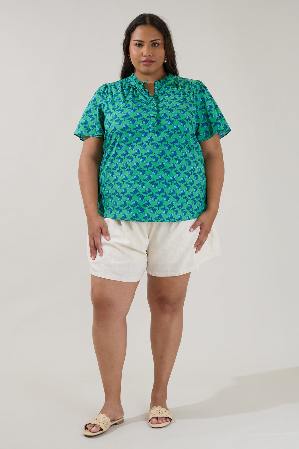 Lily Ruffle Blouse Floral Curve