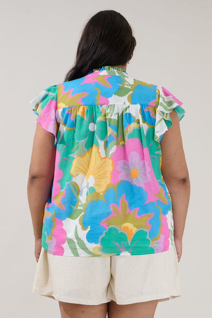 Cindi Ruffle Top Floral Curve