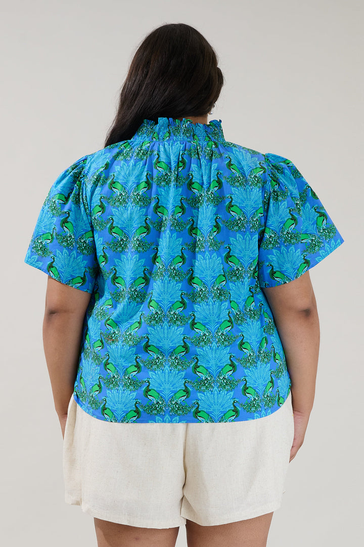 Barcy Smocked Top Peacock Curve