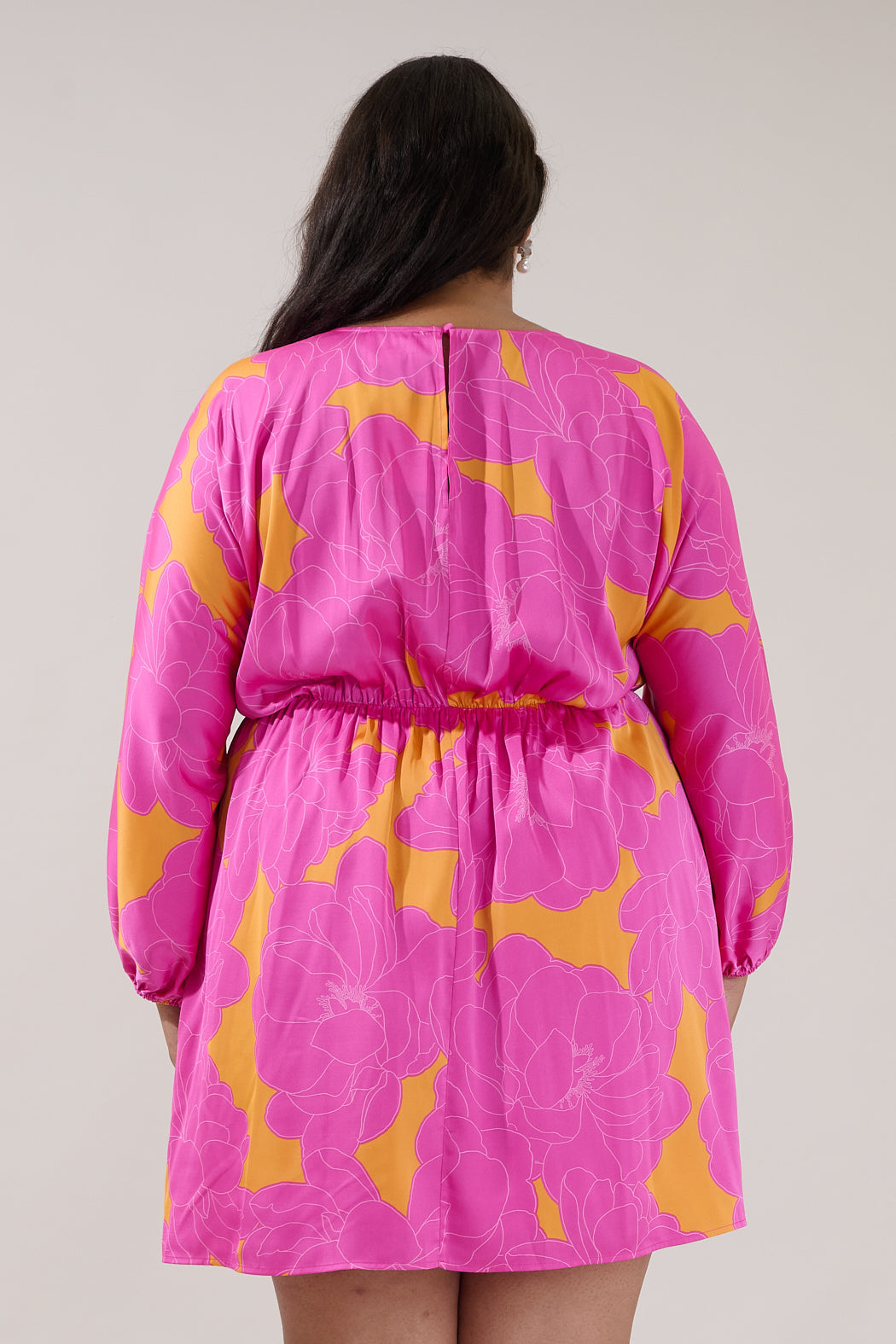Gregoria Long Sleeve Mini Dress Floral Curve