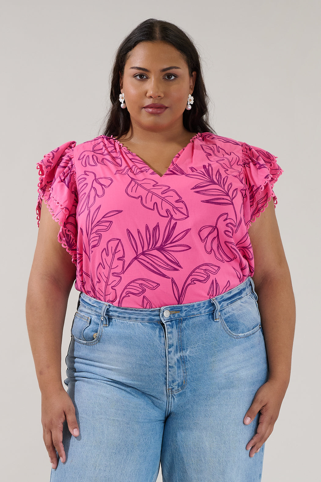 Ema Ruffle Top Dillie Floral Curve