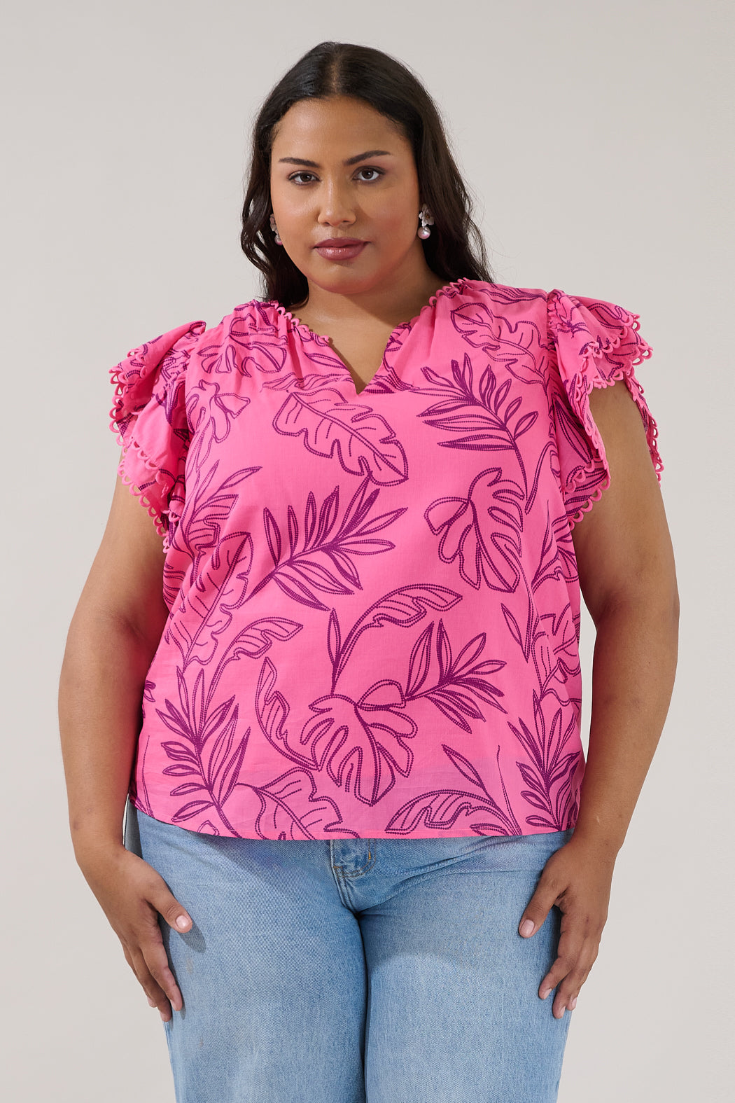 Ema Ruffle Top Dillie Floral Curve