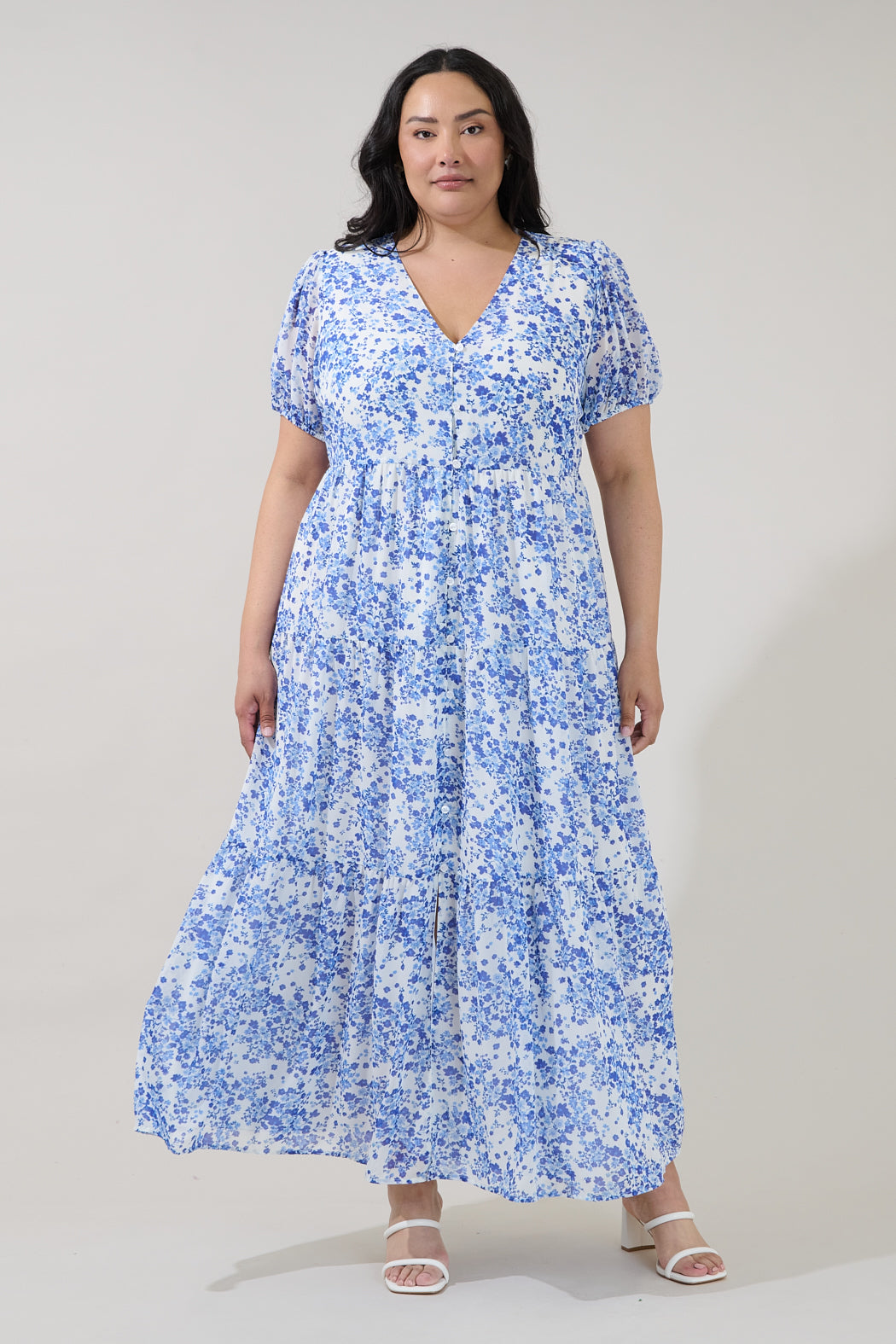 Tiered Maxi Dress Floral Curve