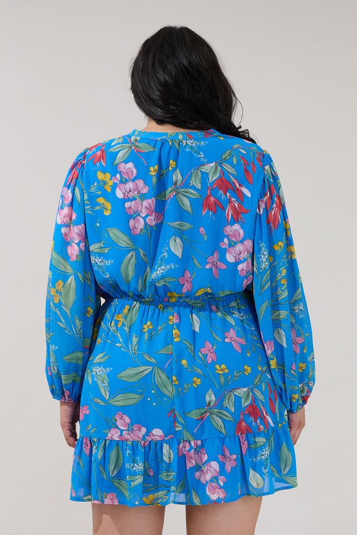 Paxton Balloon Sleeve Mini Dress Fiona Floral Curve