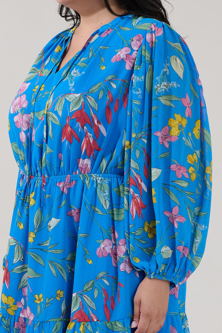 Paxton Balloon Sleeve Mini Dress Fiona Floral Curve