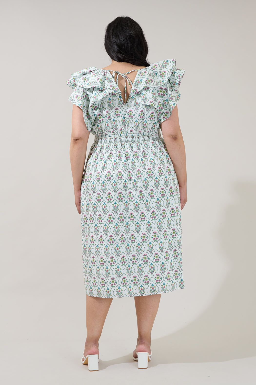 Santana Tie Back Midi Dress Floral Curve