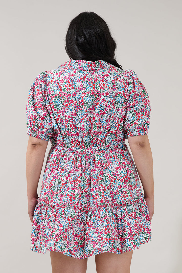 Stacie Button Down Mini Dress Floral Curve