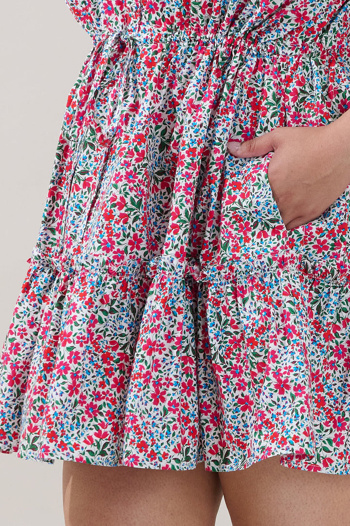 Stacie Button Down Mini Dress Floral Curve