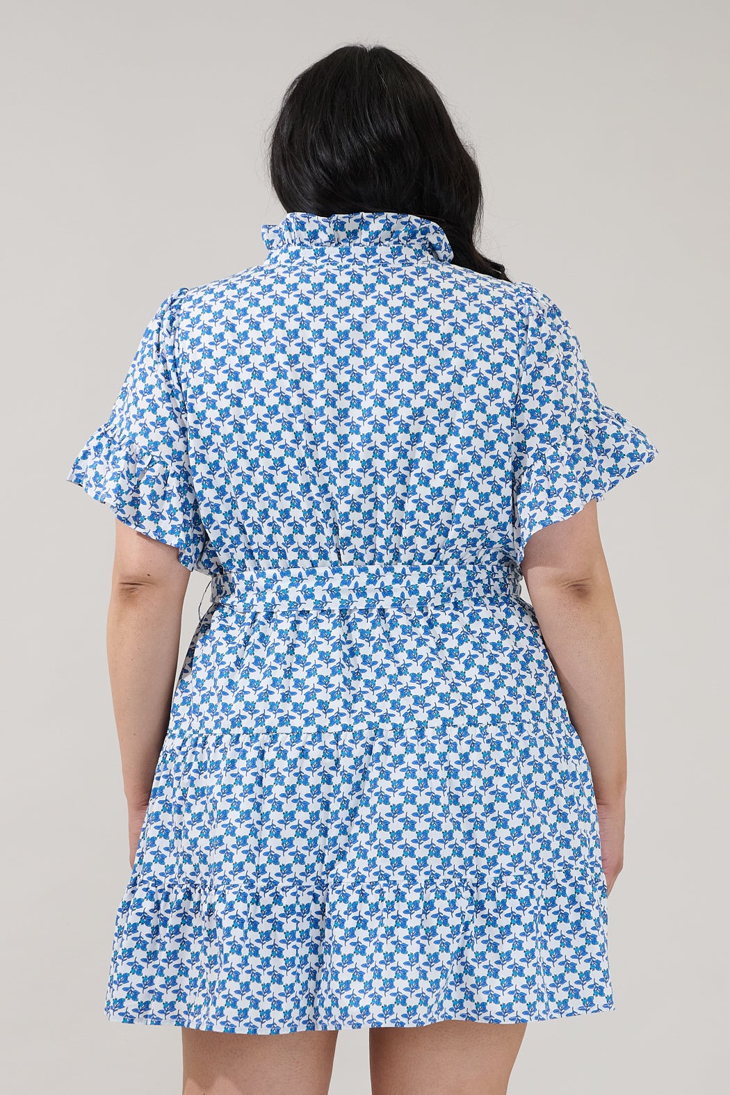 Cottonwood Ruffle Button Down Mini Dress Floral Curve