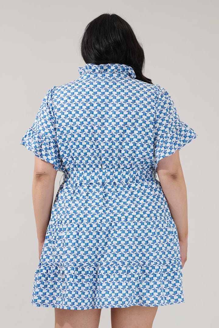 Cottonwood Ruffle Button Down Mini Dress Floral Curve