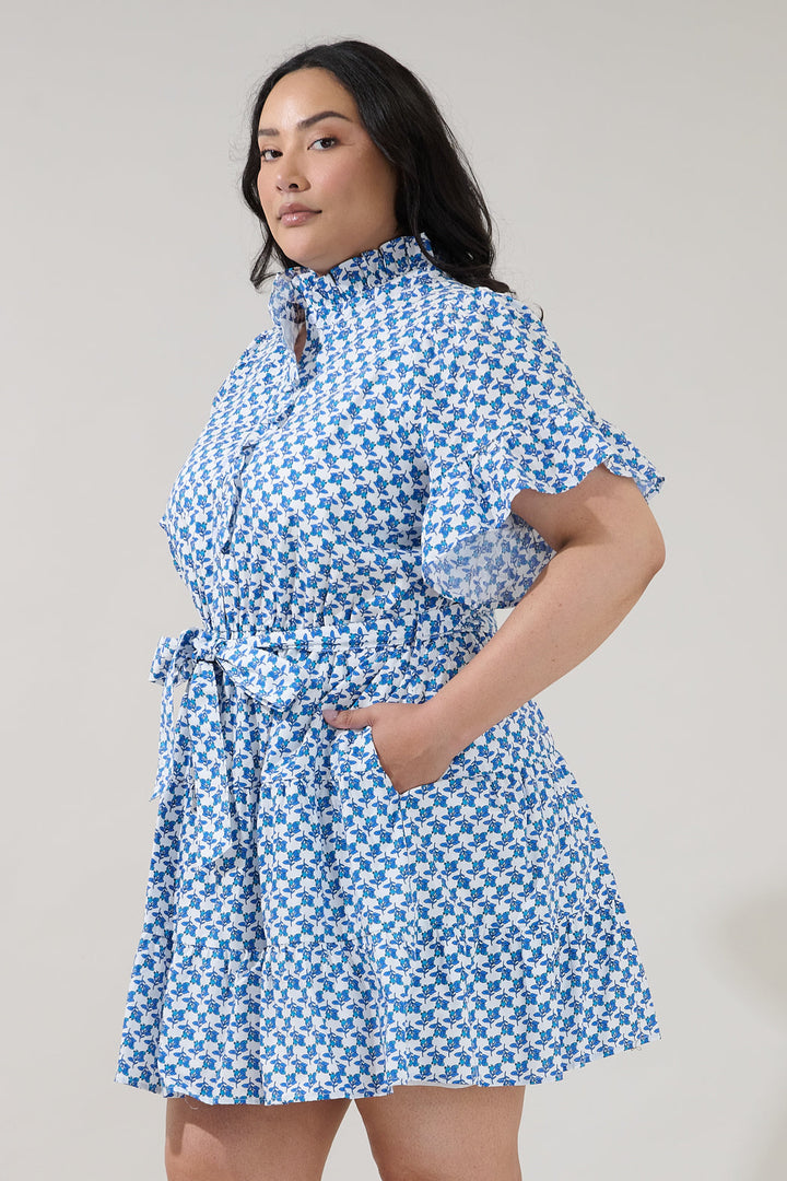 Cottonwood Ruffle Button Down Mini Dress Floral Curve