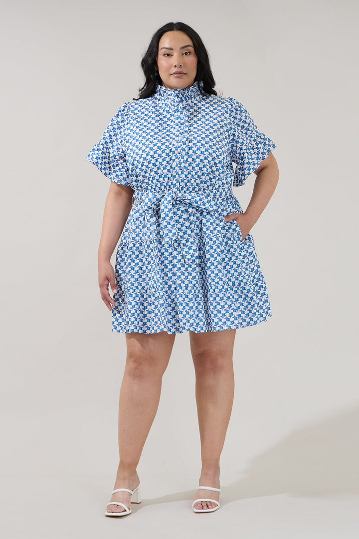 Cottonwood Ruffle Button Down Mini Dress Floral Curve