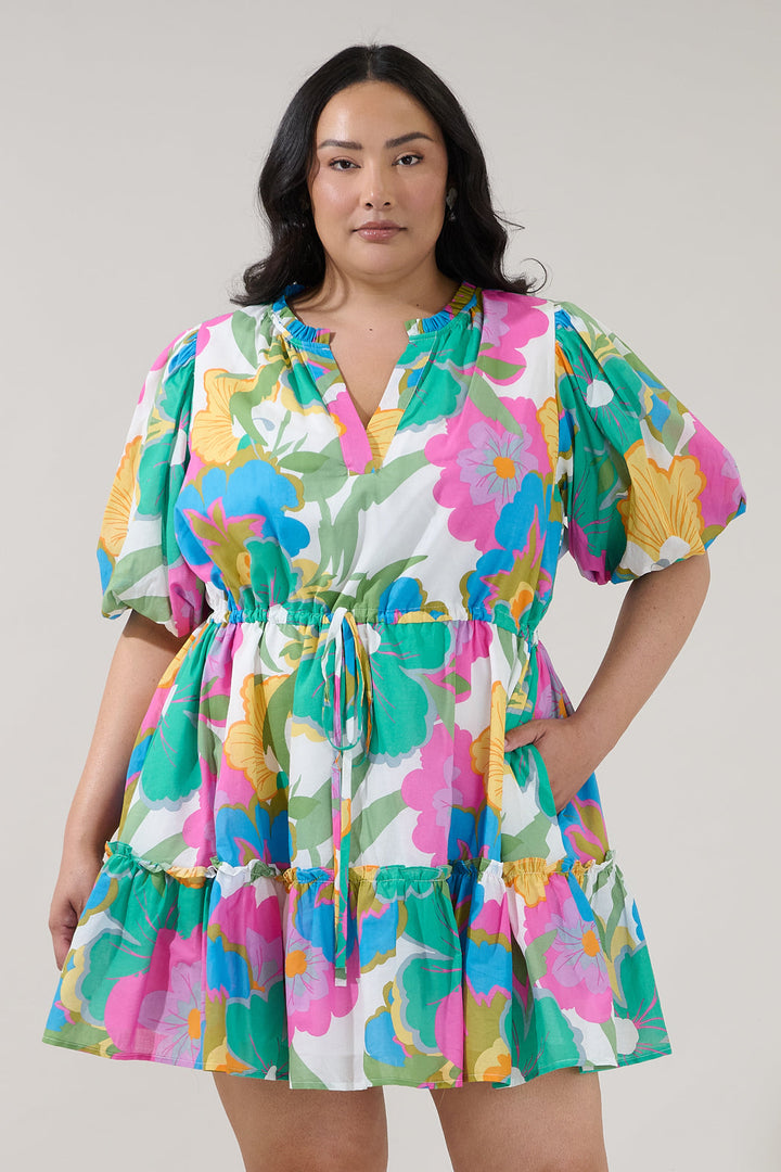 Noella Shift Mini Dress Floral Curve
