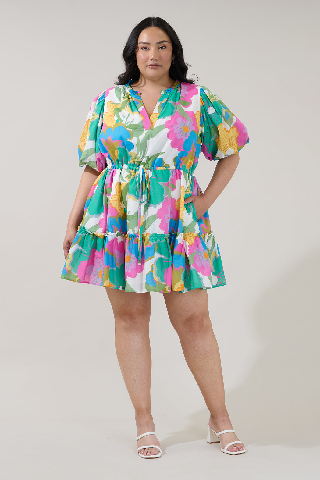 Noella Shift Mini Dress Floral Curve