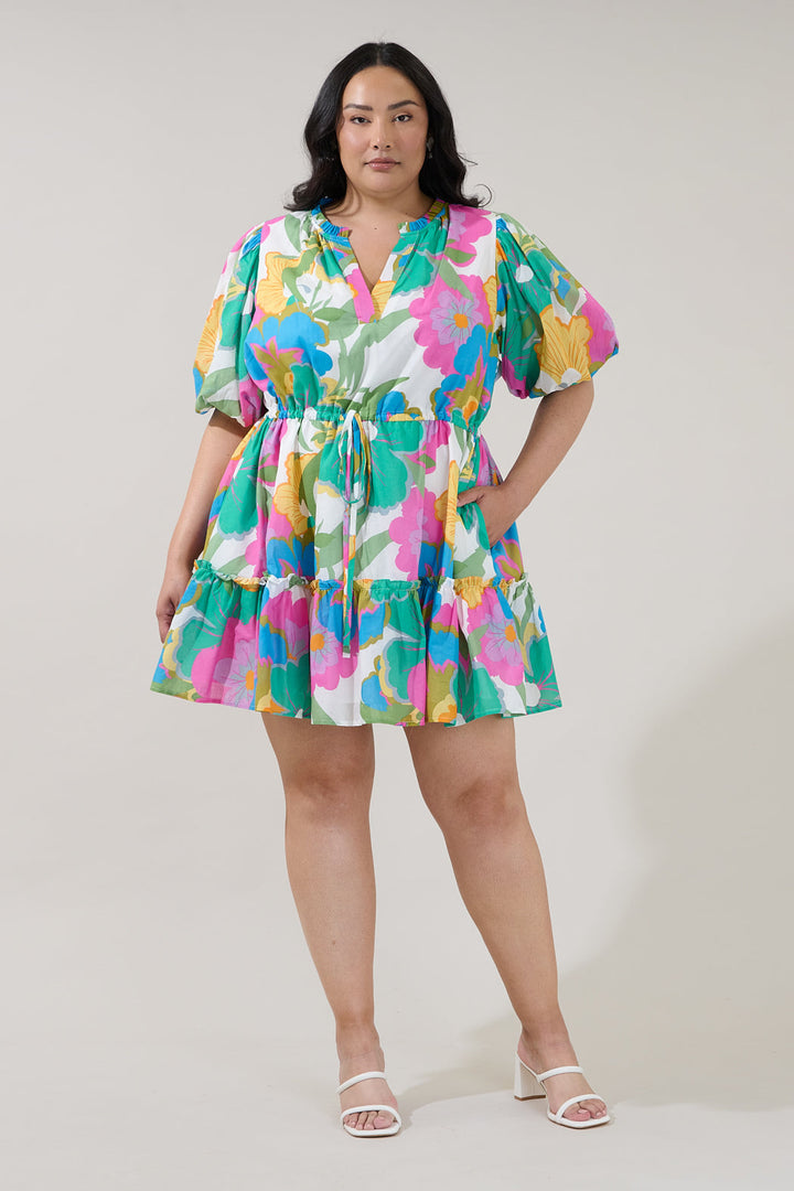 Noella Shift Mini Dress Floral Curve