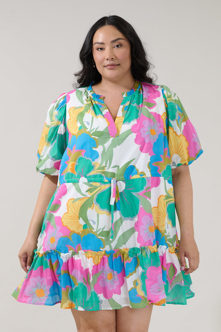 Noella Shift Mini Dress Floral Curve