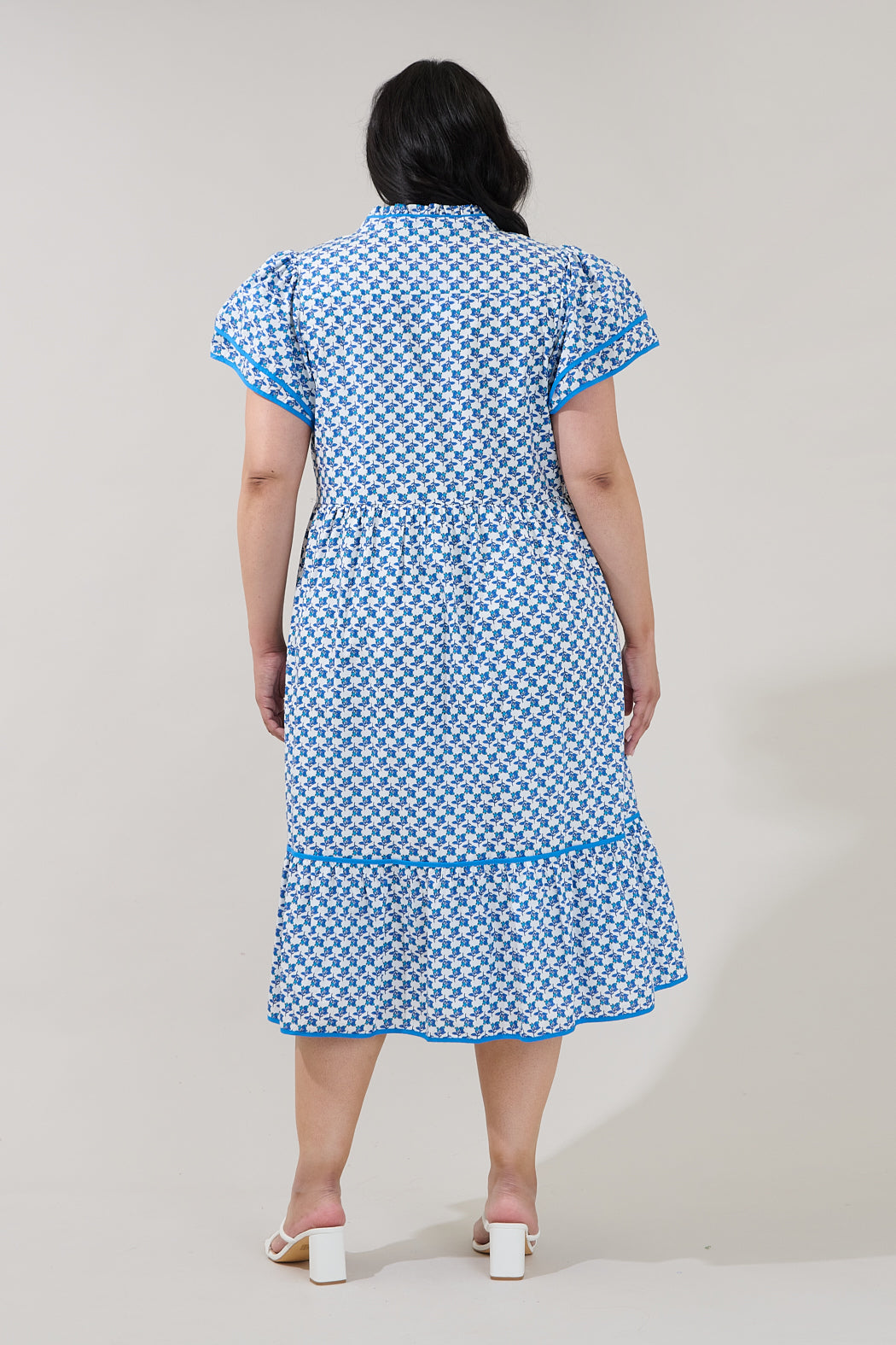 Davie Button Down Midi Dress Floral Curve