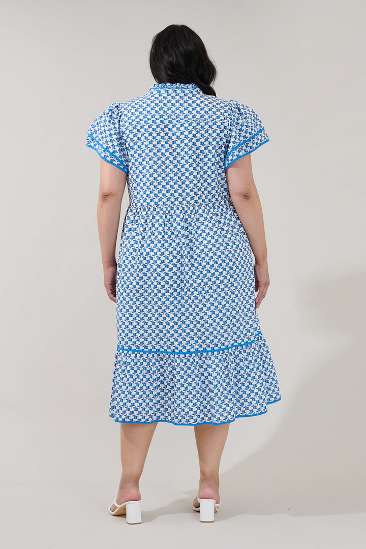 Davie Button Down Midi Dress Floral Curve