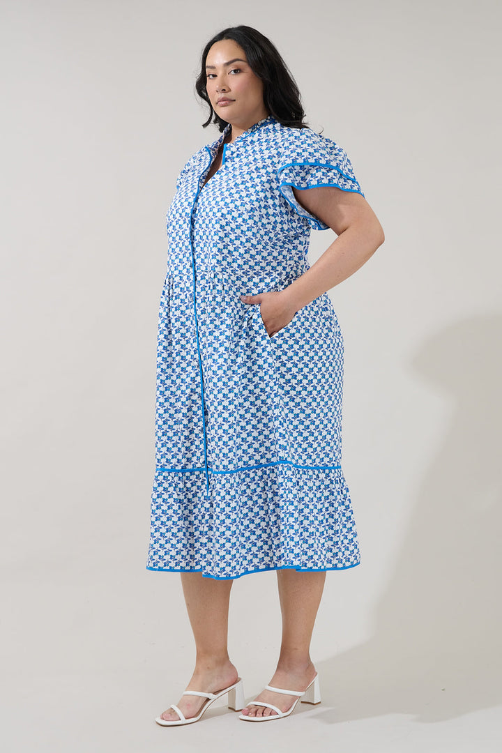Davie Button Down Midi Dress Floral Curve