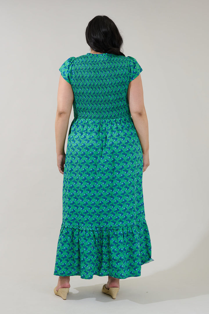 Liora Smocked Midi Dress Floral Curve