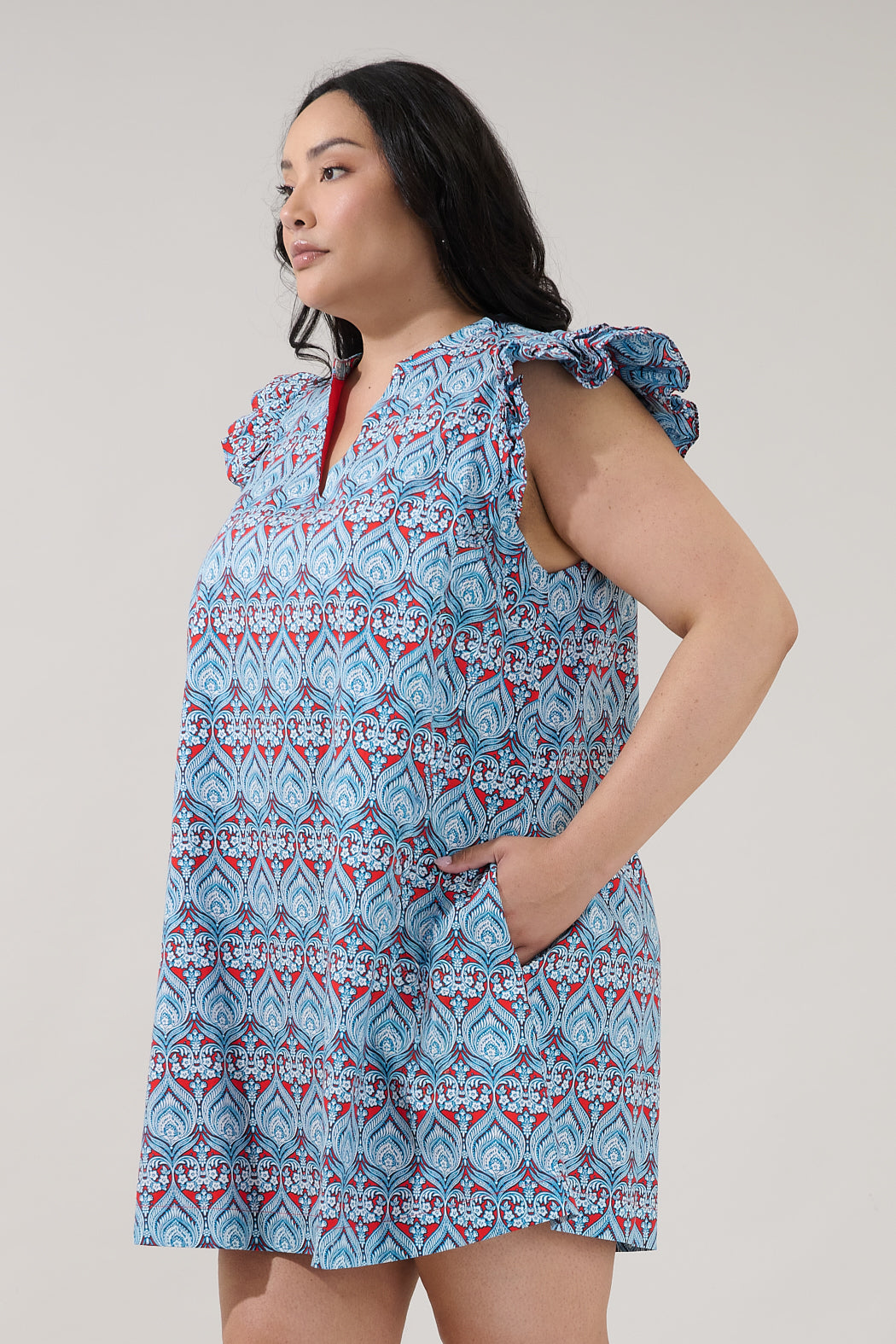 Evalyn Ruffle Mini Dress Floral Curve