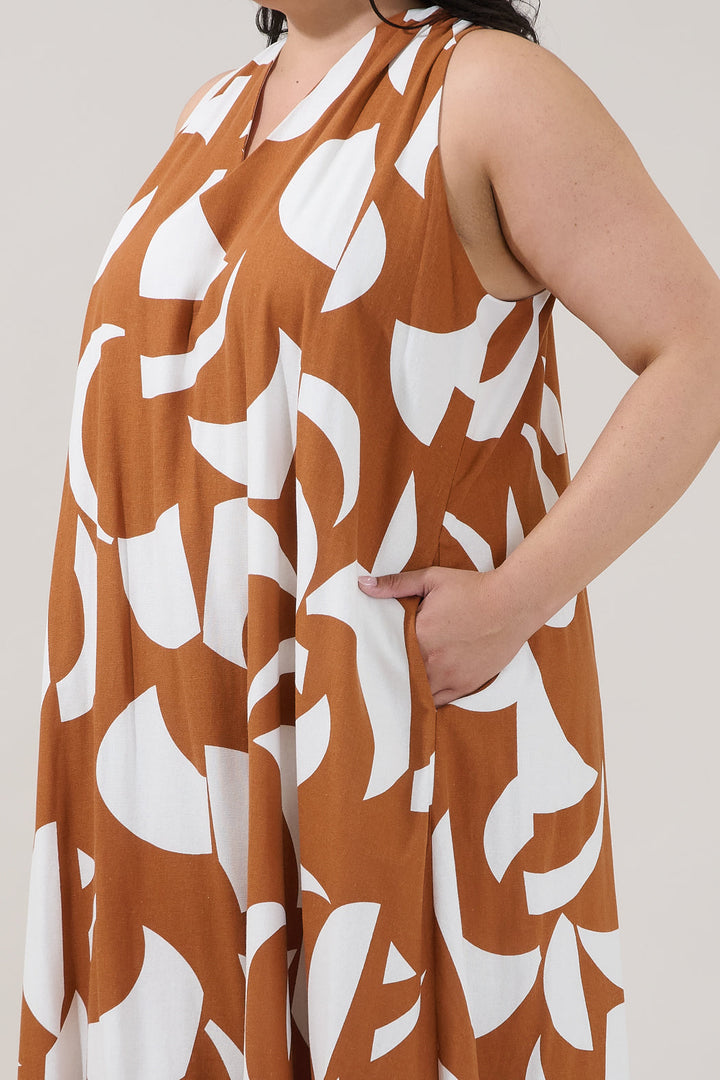 Rubi Halter Neck Maxi Dress Abstract Curve