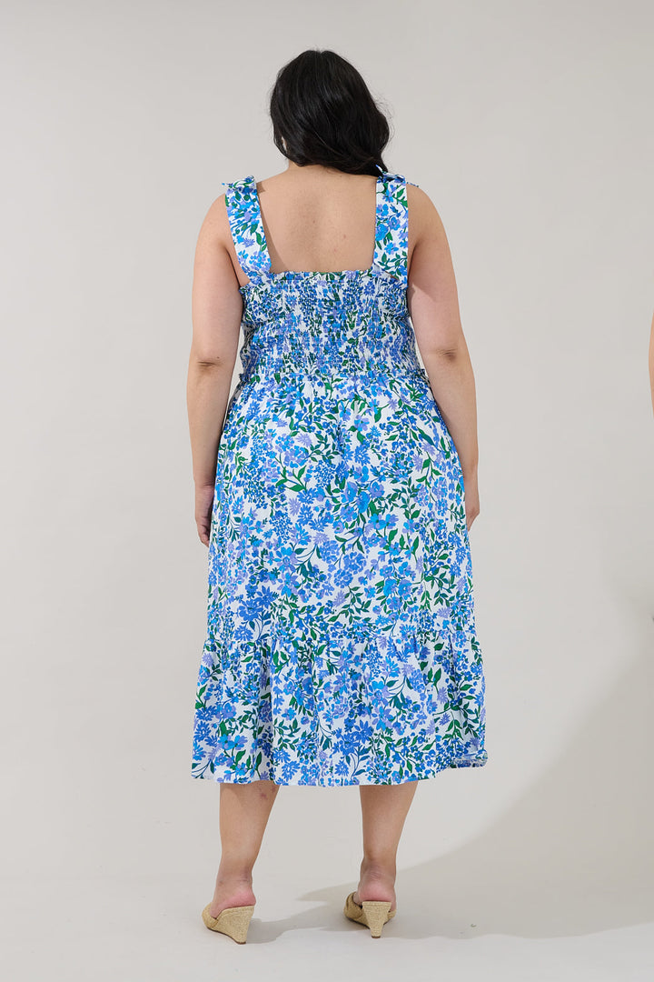 Mitzy Smocked Midi Dress Floral Curve