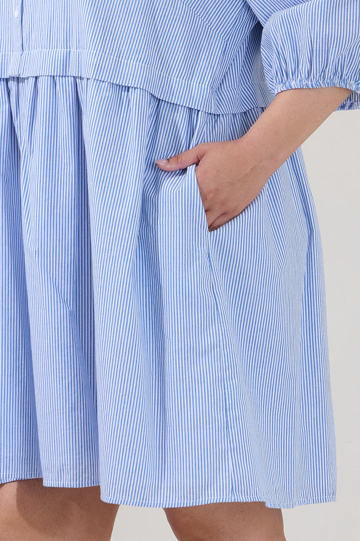 Jurane Long Sleeve Mini Dress Stripe Curve