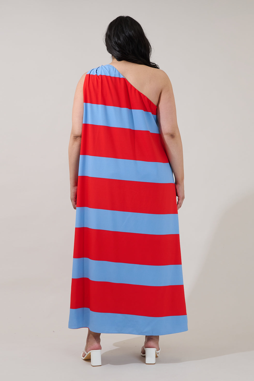 Melina One Shoulder Maxi Dress Stripe Curve
