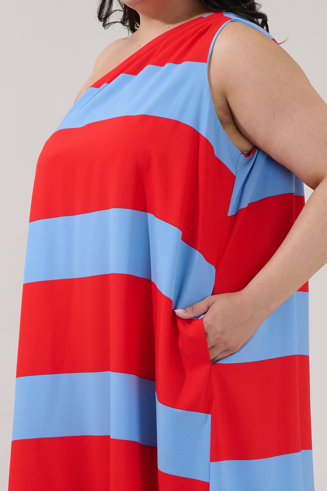 Melina One Shoulder Maxi Dress Stripe Curve