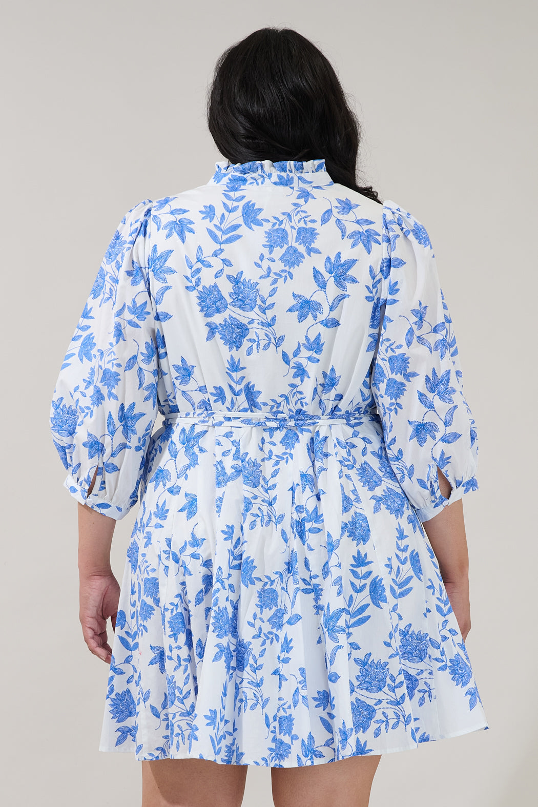 Nesta Mockneck Godet Dress Bluebell Curve