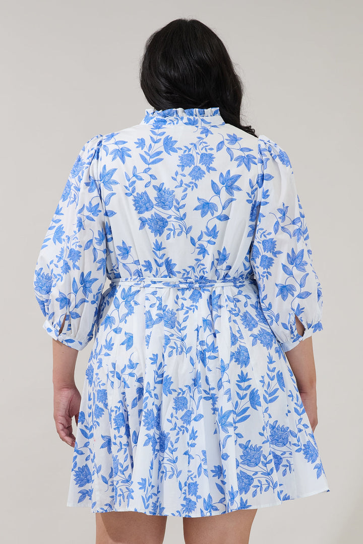 Nesta Mockneck Godet Dress Bluebell Curve