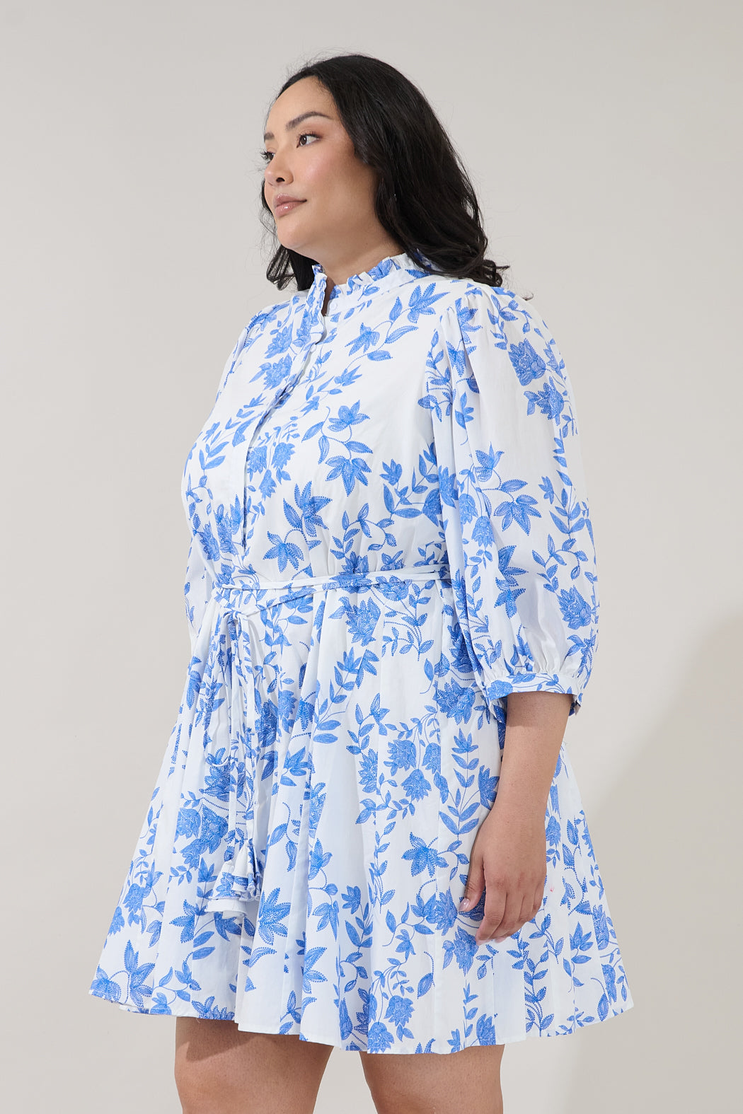 Nesta Mockneck Godet Dress Bluebell Curve