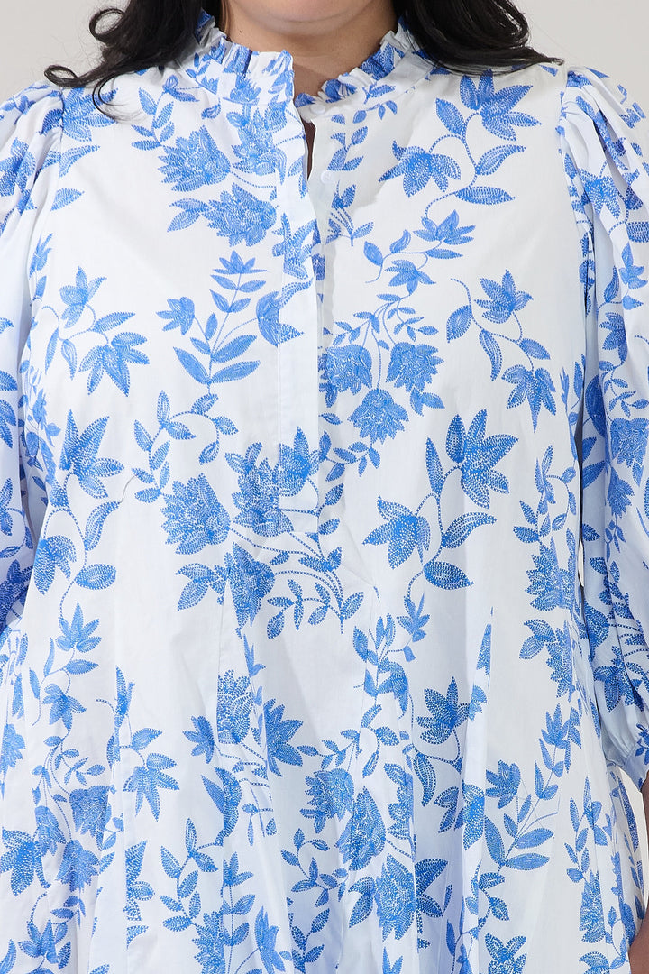Nesta Mockneck Godet Dress Bluebell Curve