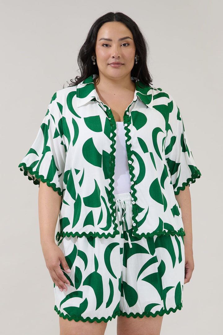 Marnie Button Up Shirt Abstract Curve