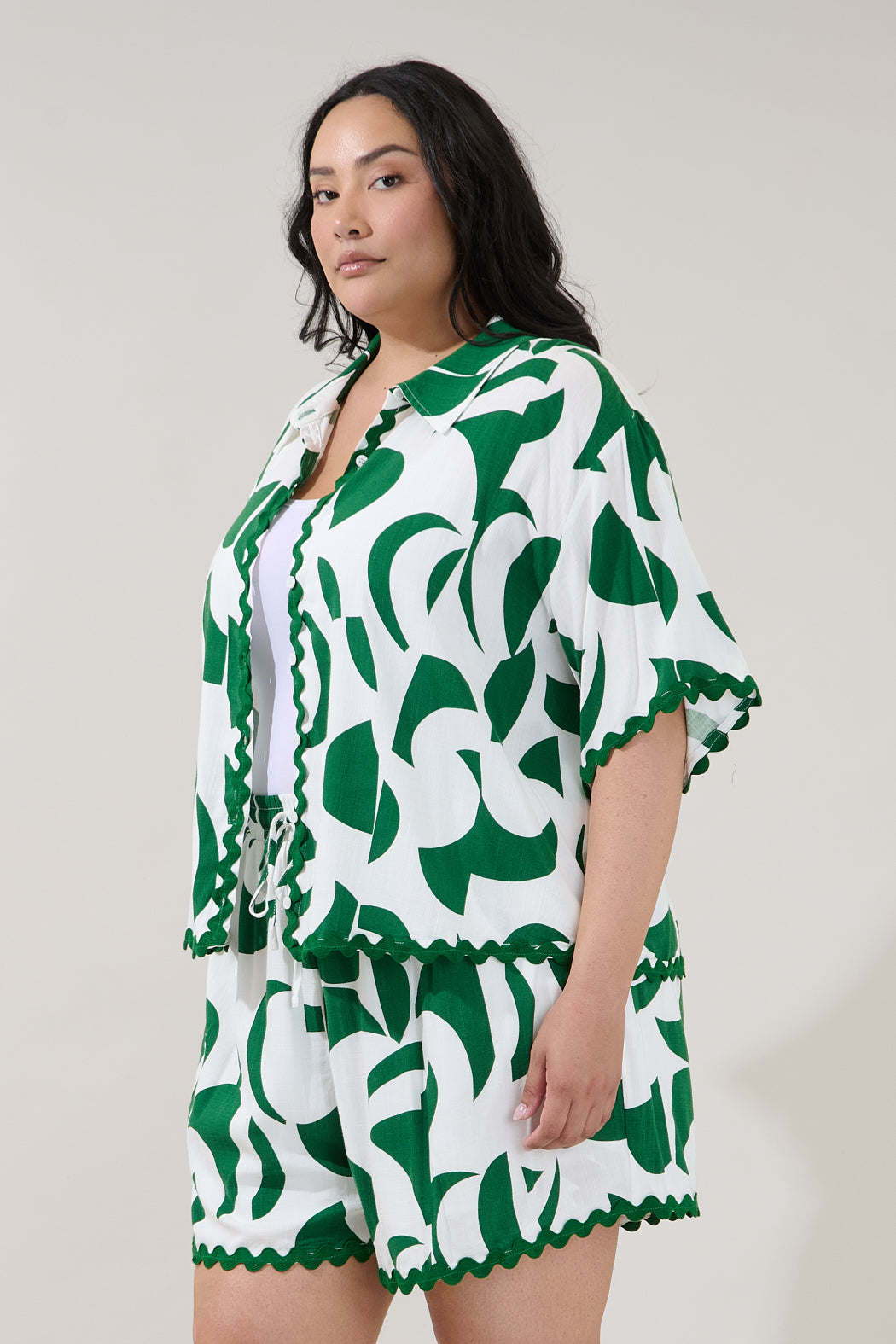 Marnie Button Up Shirt Abstract Curve