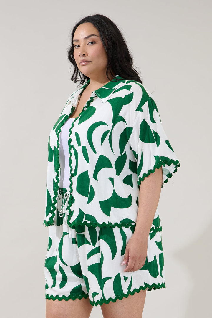 Marnie Button Up Shirt Abstract Curve