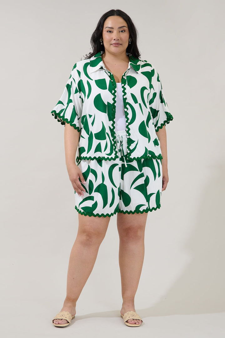Marnie Button Up Shirt Abstract Curve