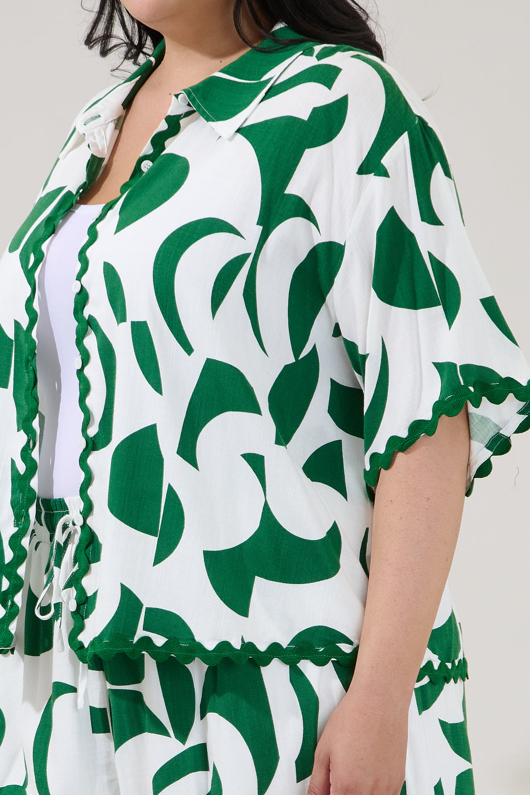 Marnie Button Up Shirt Abstract Curve