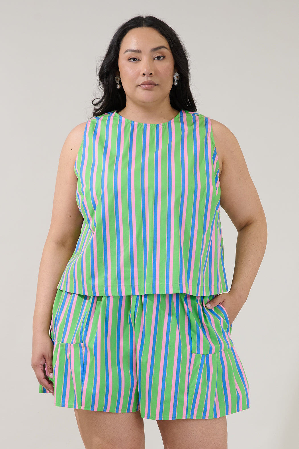 Marget Sleeveless Top Stripe Curve