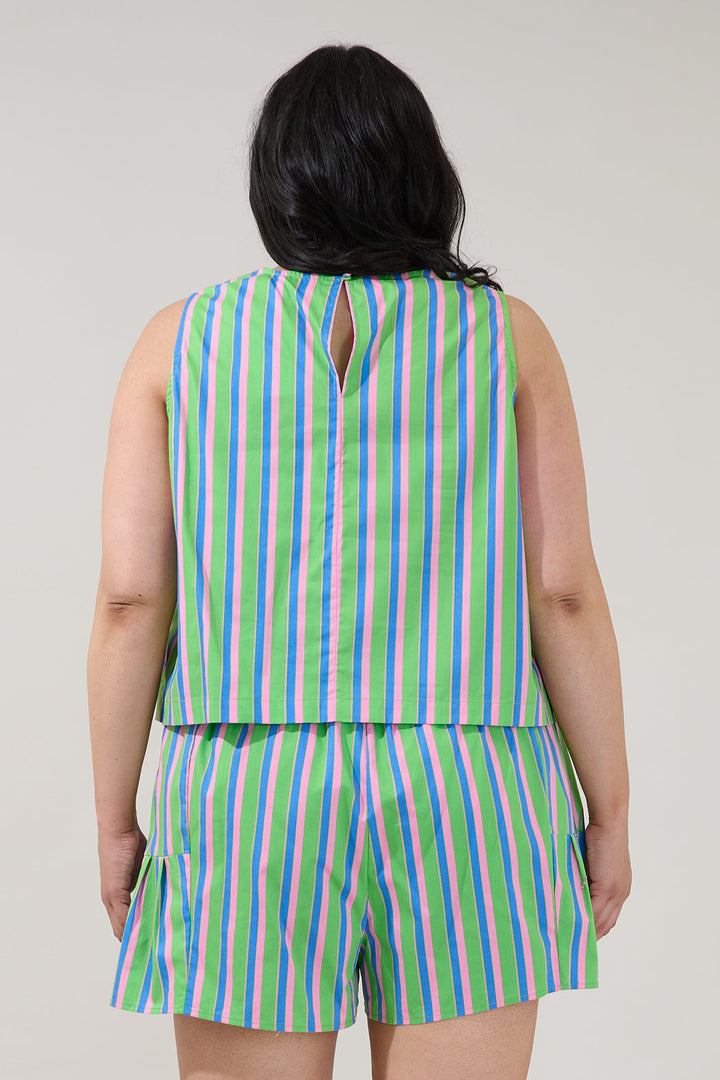 Marget Sleeveless Top Stripe Curve