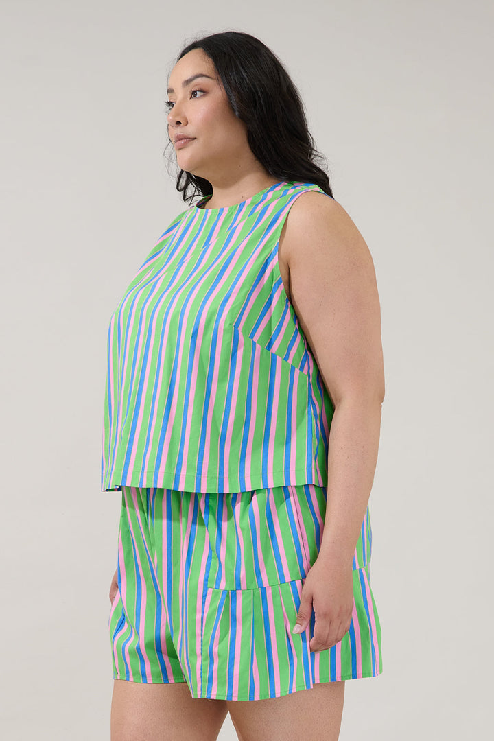 Marget Sleeveless Top Stripe Curve