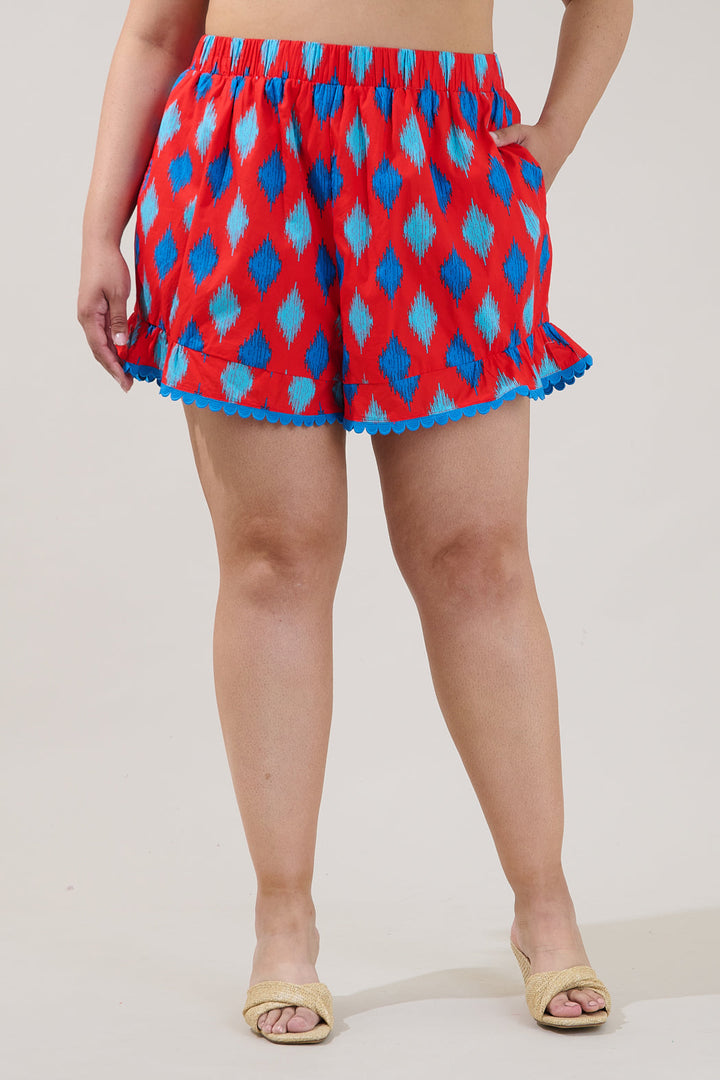 Evel Ruffle Shorts Abstract Curve