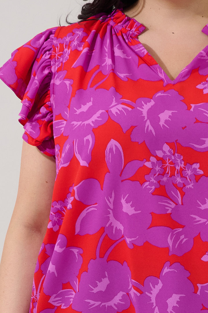 Bellissima Ruffle Sleeve Top Sandrie Floral Curve