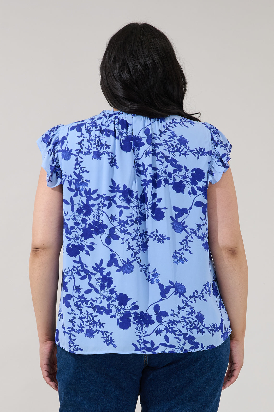 Veda Cap Sleeve Top Floral Curve