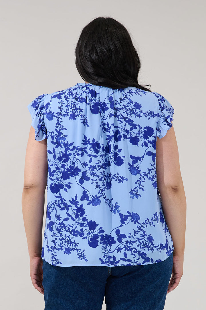 Veda Cap Sleeve Top Floral Curve