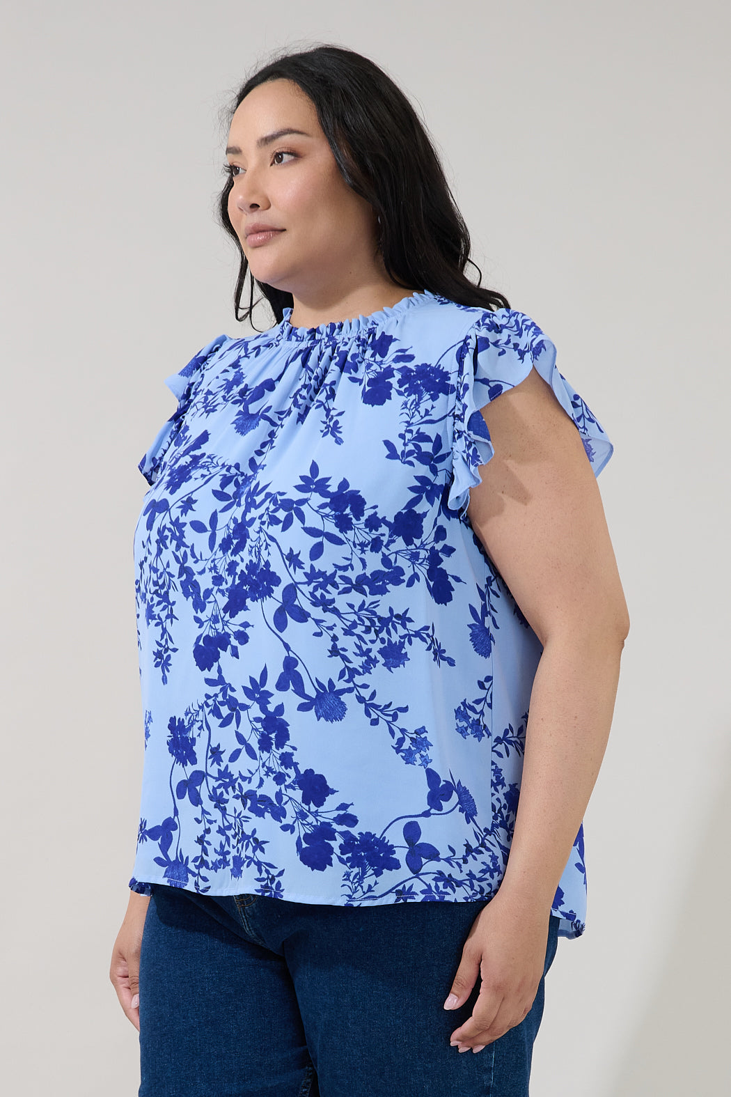 Veda Cap Sleeve Top Floral Curve