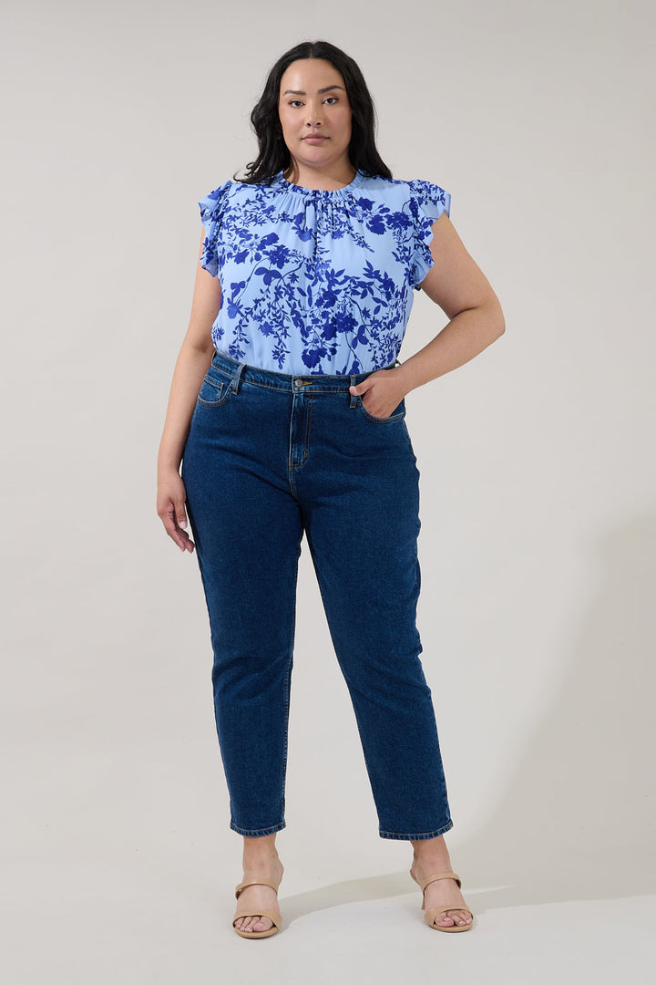 Veda Cap Sleeve Top Floral Curve